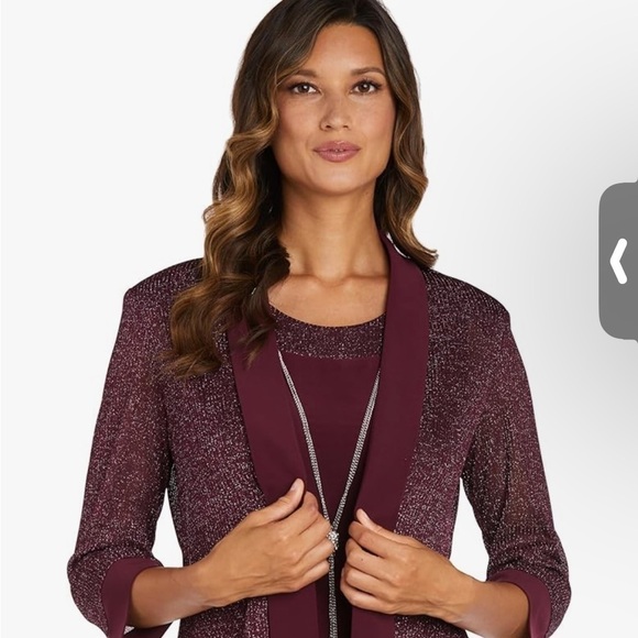 R&M Richards Women's Two Piece Metallic Rib Jacket Dress size 12 - Picture 3 of 6